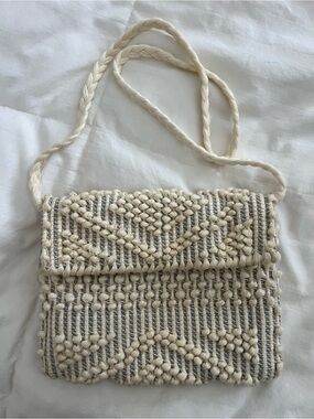 Antonella Tedde Handwoven Cream Macramé Crossbody Purse